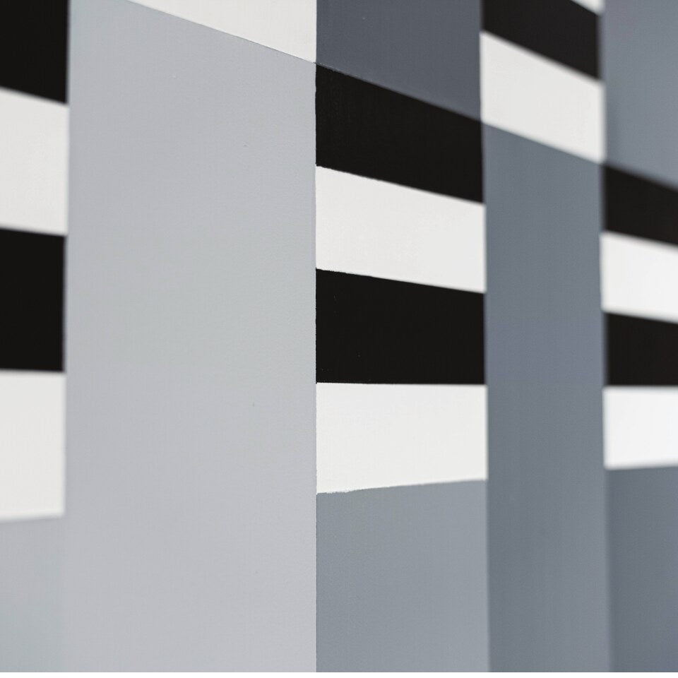 Black and white striped architectural facade
