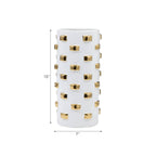 White and Gold Raised Dot Cylinder Vase