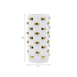 Decorative Vase - White/Gold Ceramic Raised Rectangular,15in