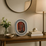 Photo Frame - White/Black Resin Etched Lines, 4x6 in.