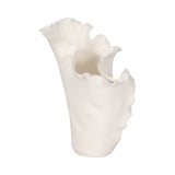 Decorative Vase - White Ceramic Handmade Ruffled Edge, 15 in