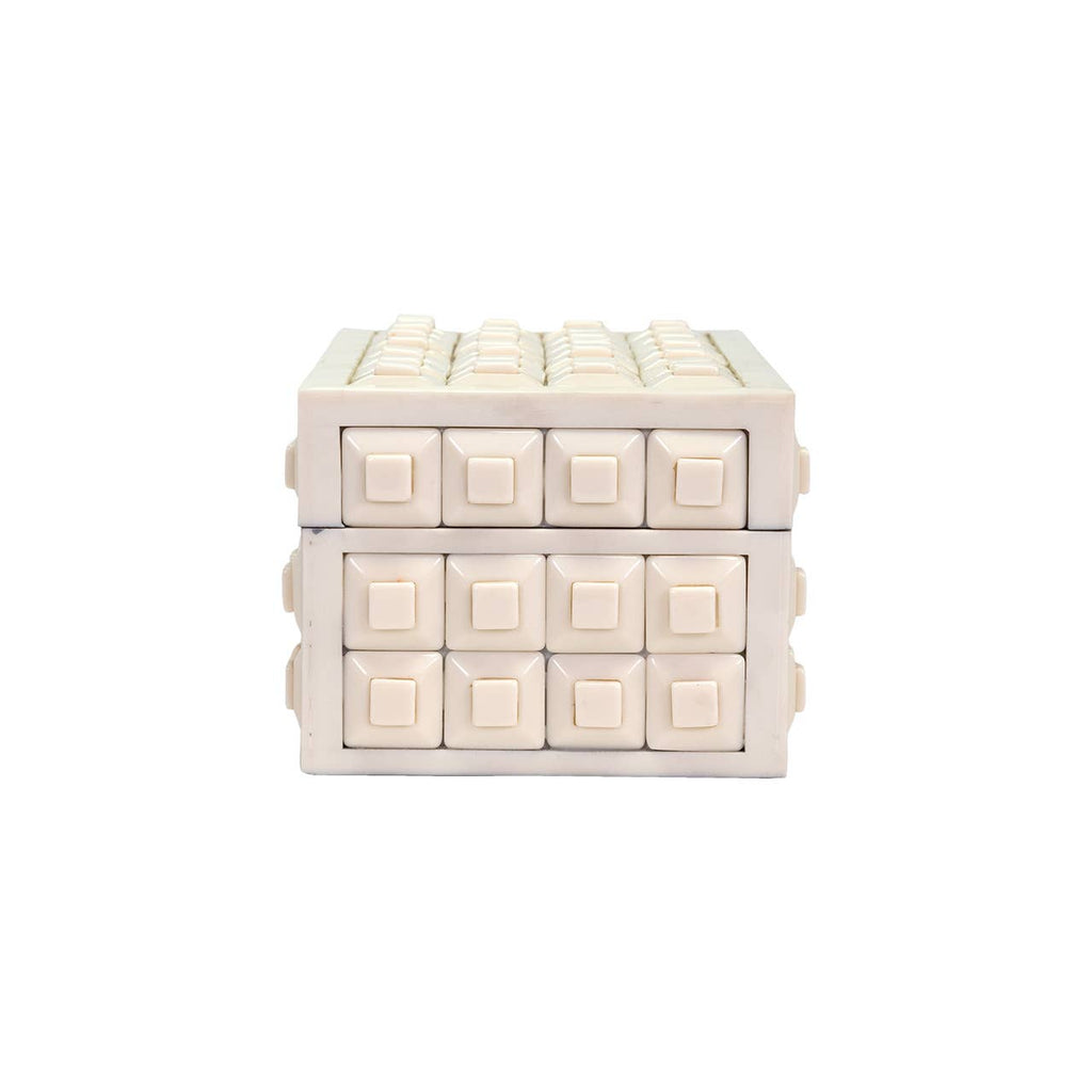 Cisco Beige Geometric Grid Box
