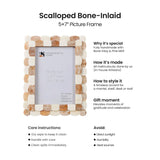 Picture Frames Scalloped Pattern Bone Inlay Collection,Brown: Brown-White / 8x10
