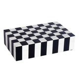 Black White Resin Inlay Decorative Storage Box - 7 Sizes: 10x4.5x2.5