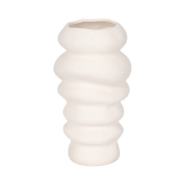 White Wavy Stacked Ripple Vase