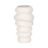 Decorative Vase - White Ceramic Wavy Stacked Ripple, 12 in.