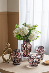 D6x8" Clear Glass Accent Vase with Artistic Amber Spots