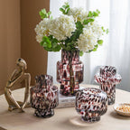 Clear Glass Amber Speckle Pedestal Vase