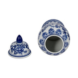 Decorative Jar - Blue Ceramic Bird & Flower with Lid, 15 in.