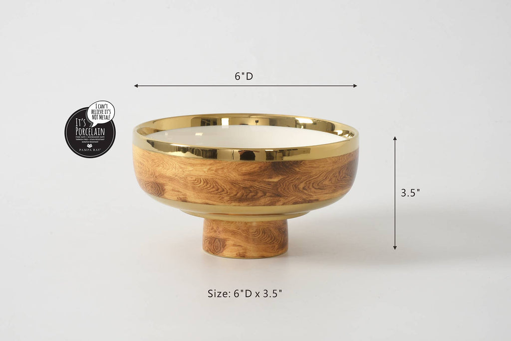 Madera Wood and Gold Small Footed Bowl