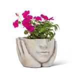 Face in Hands Cement Planter, Small
