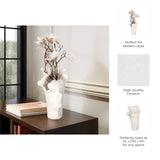 Decorative Vase - White Ceramic Handmade Ruffled Edge, 15 in