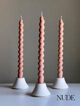 Tall Twisted Soy Wax Taper Candle: Handmade Pastel Decor: Cream
