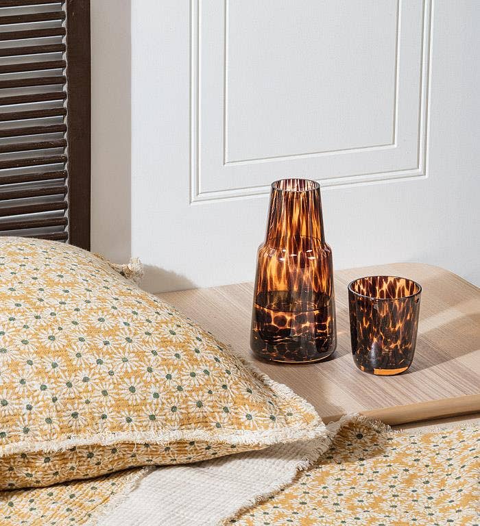 White Glass Bedside Carafe & Glass
