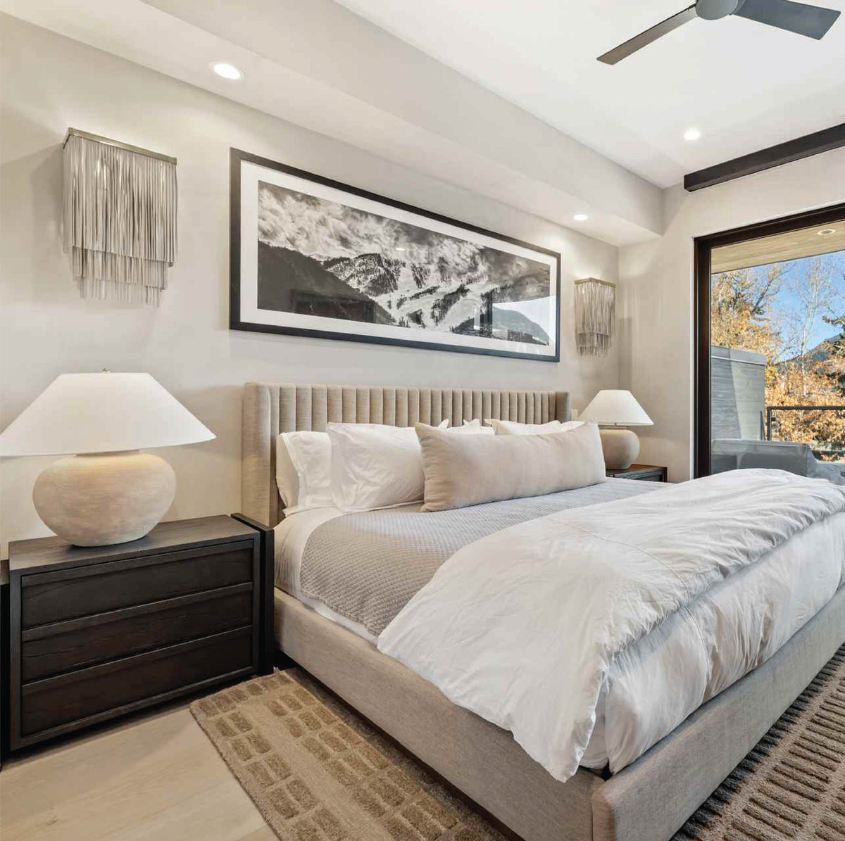 Bedroom with Elizabeth Sutton artwork