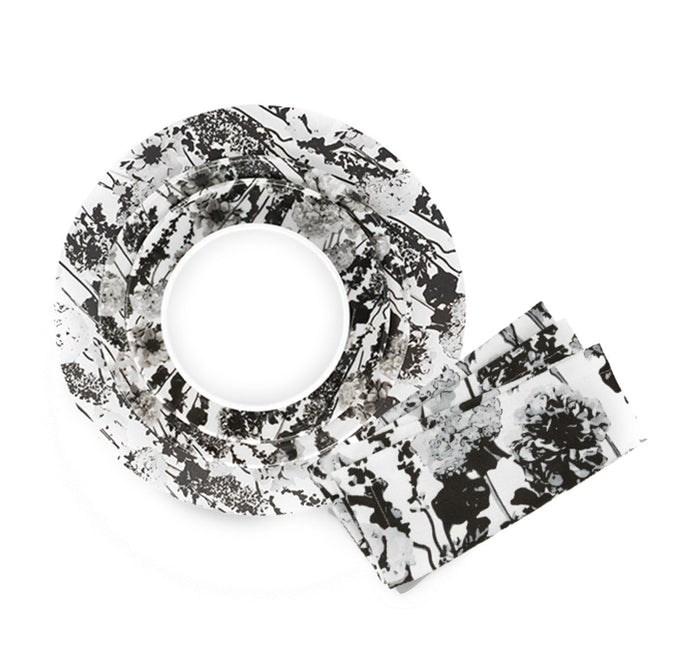 Grayscale Floral Garden Melamine Hostess Set, 20-Piece (Service for 4)