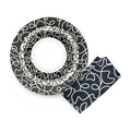 Black and White Squiggly Hostess Set, 20 piece melamine dinnerware place setting with plate, bowl and faux linen napkin