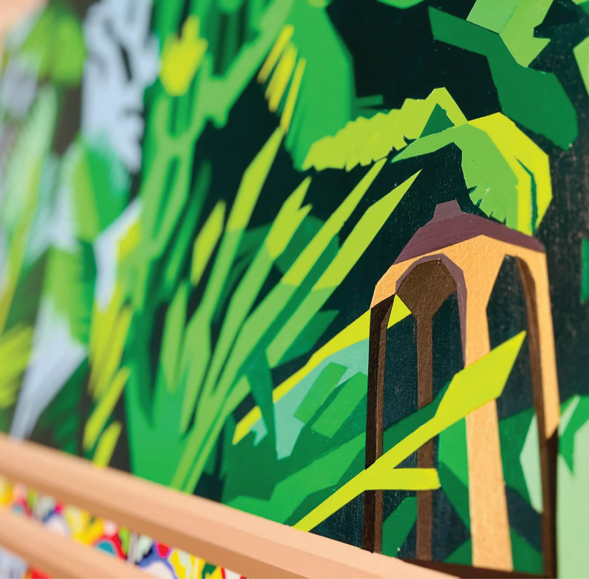 Green leaf mural detail