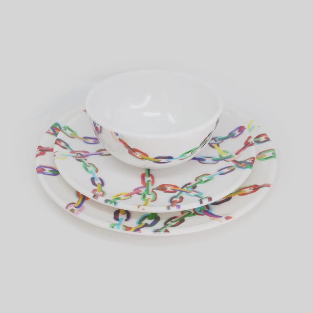 Chain Link Melamine Hostess Set, 20-Piece (Service for 4)