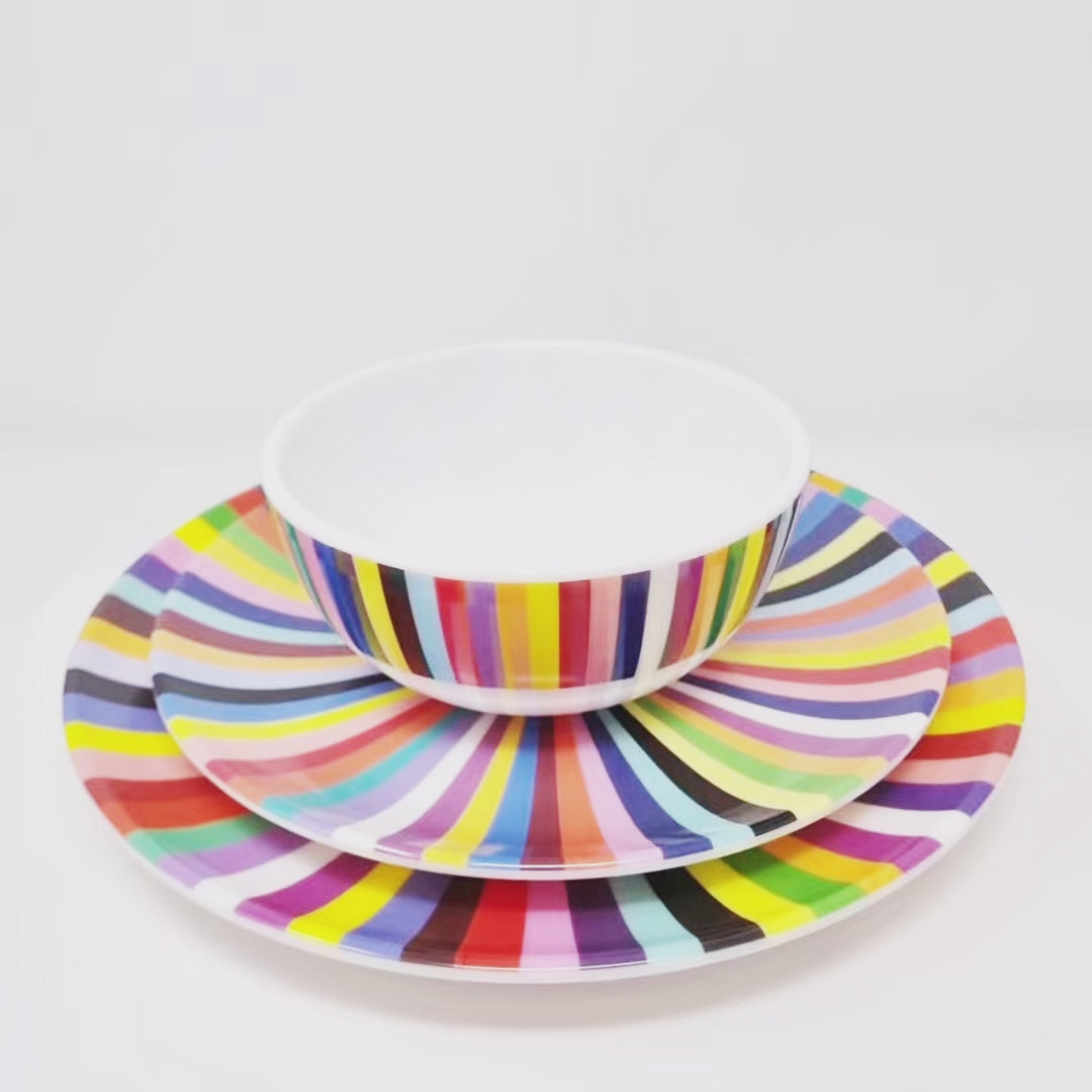 Multicolor Starburst Melamine Hostess Set, 20-Piece (Service for 4)