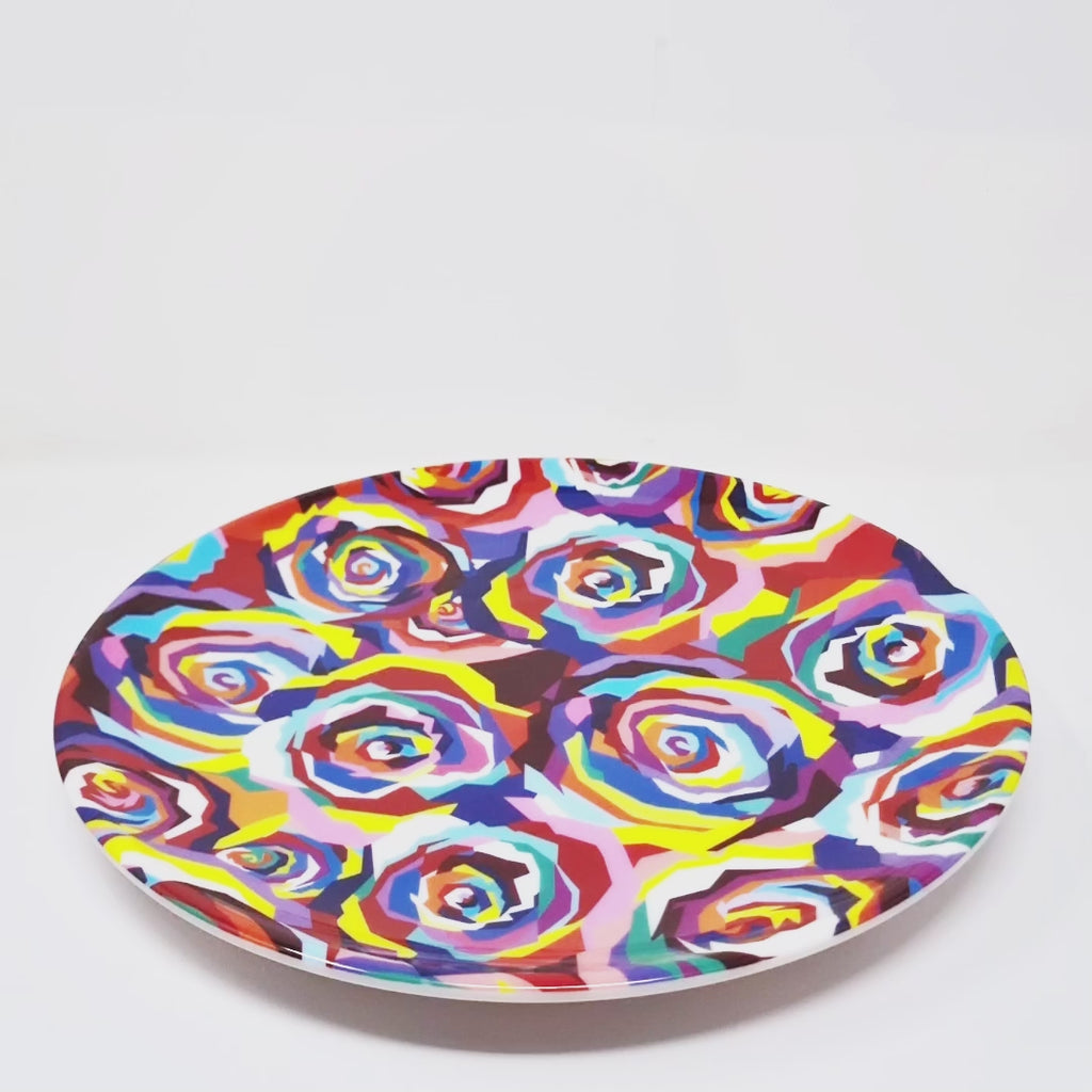 Multicolor Roses Melamine Dinner Plates, Set of 4