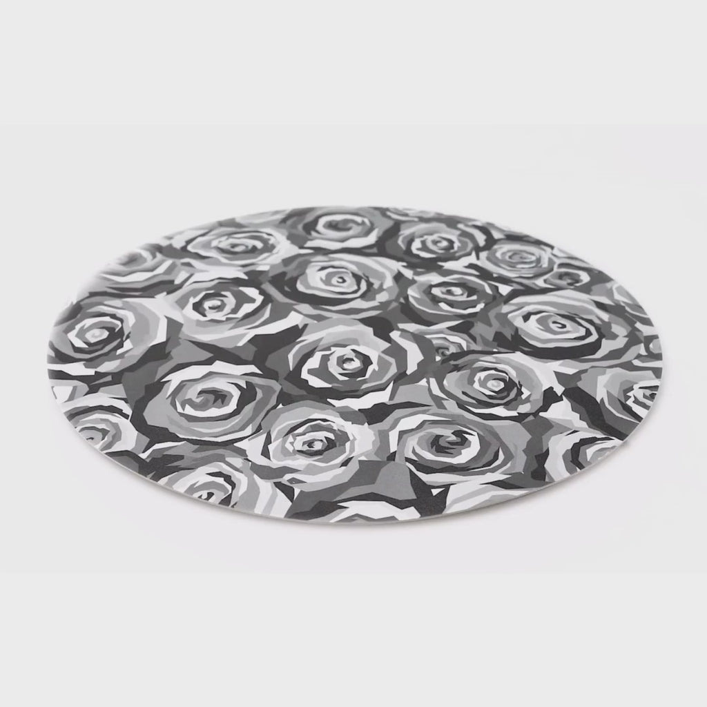 Grayscale Roses Vinyl Placemats, Set of 4