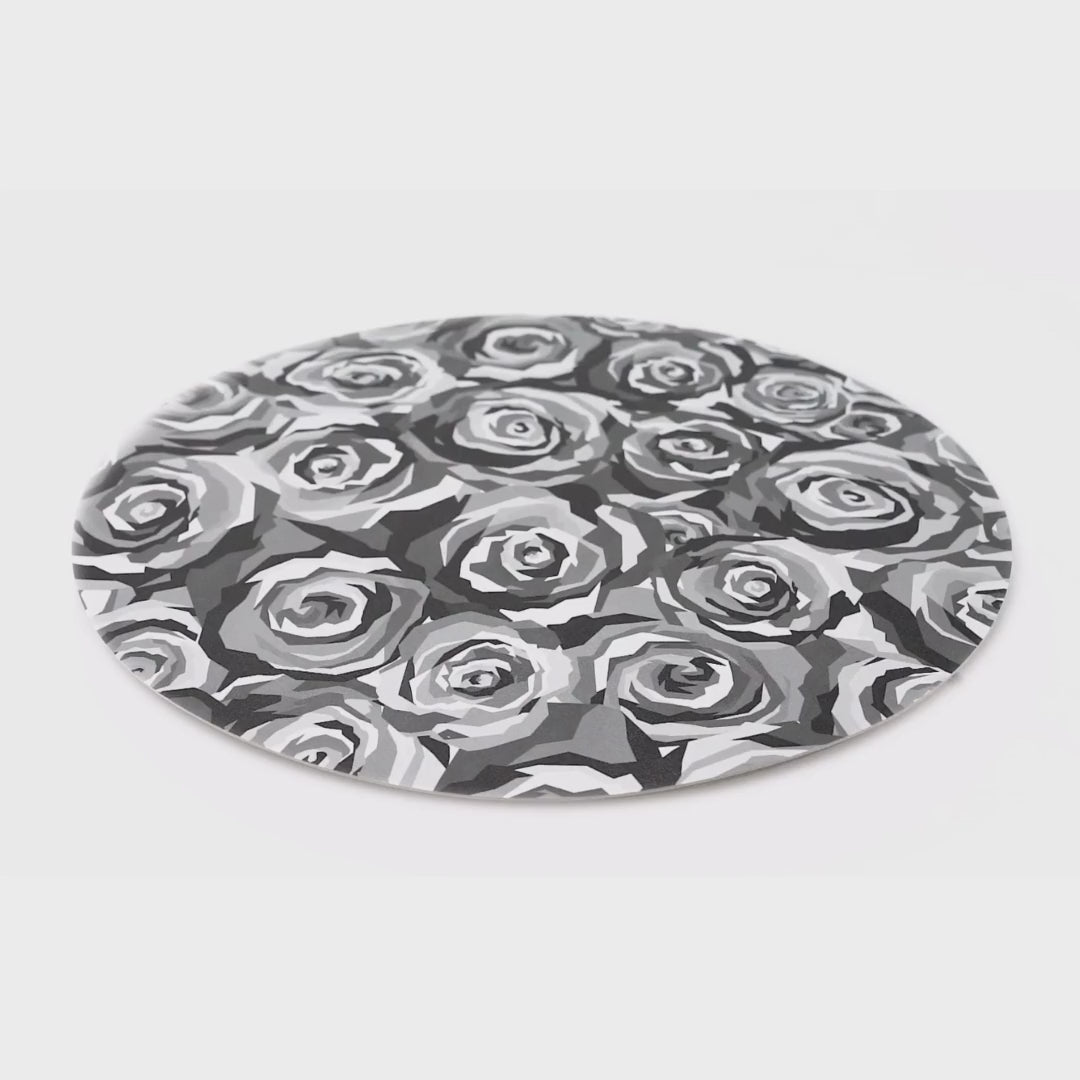 Grayscale Roses Vinyl Placemats, Set of 4