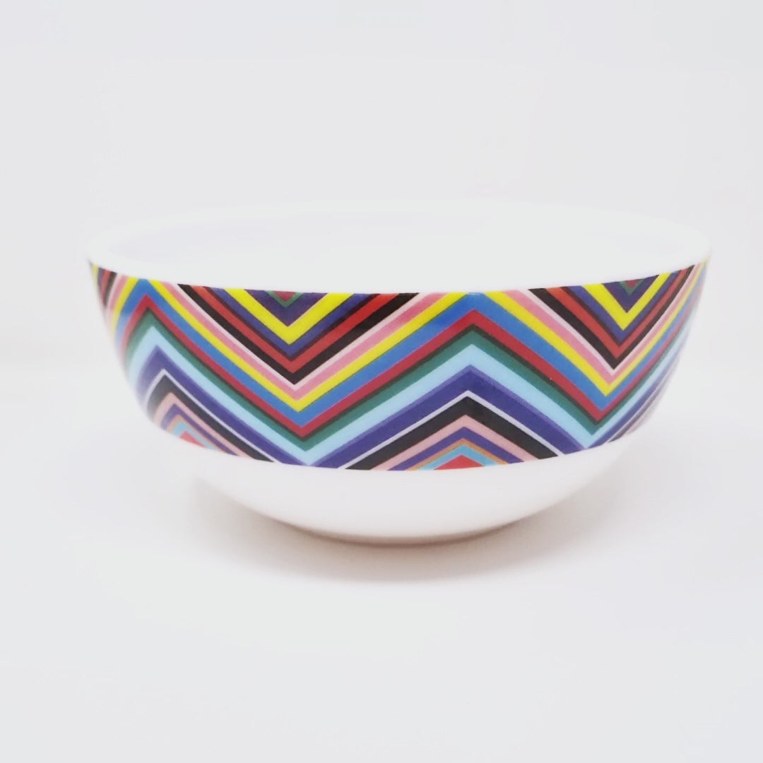 Multicolor Zigzag Melamine Bowls, Set of 4
