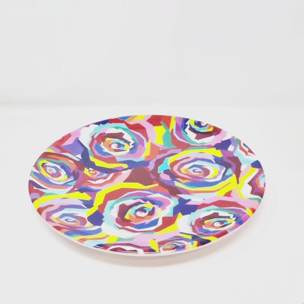 Multicolor Roses Melamine Salad Plates, Set of 4