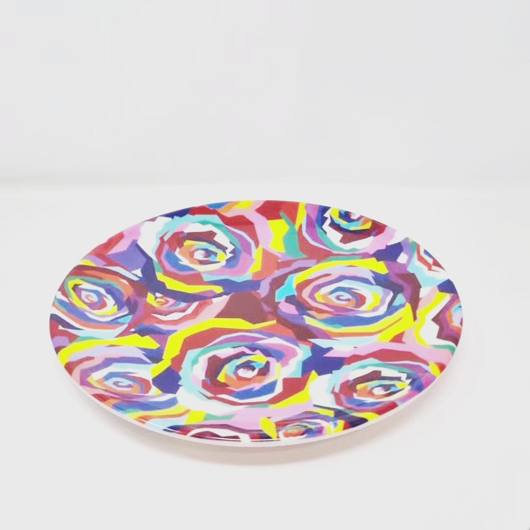 Multicolor Roses Melamine Salad Plates, Set of 4