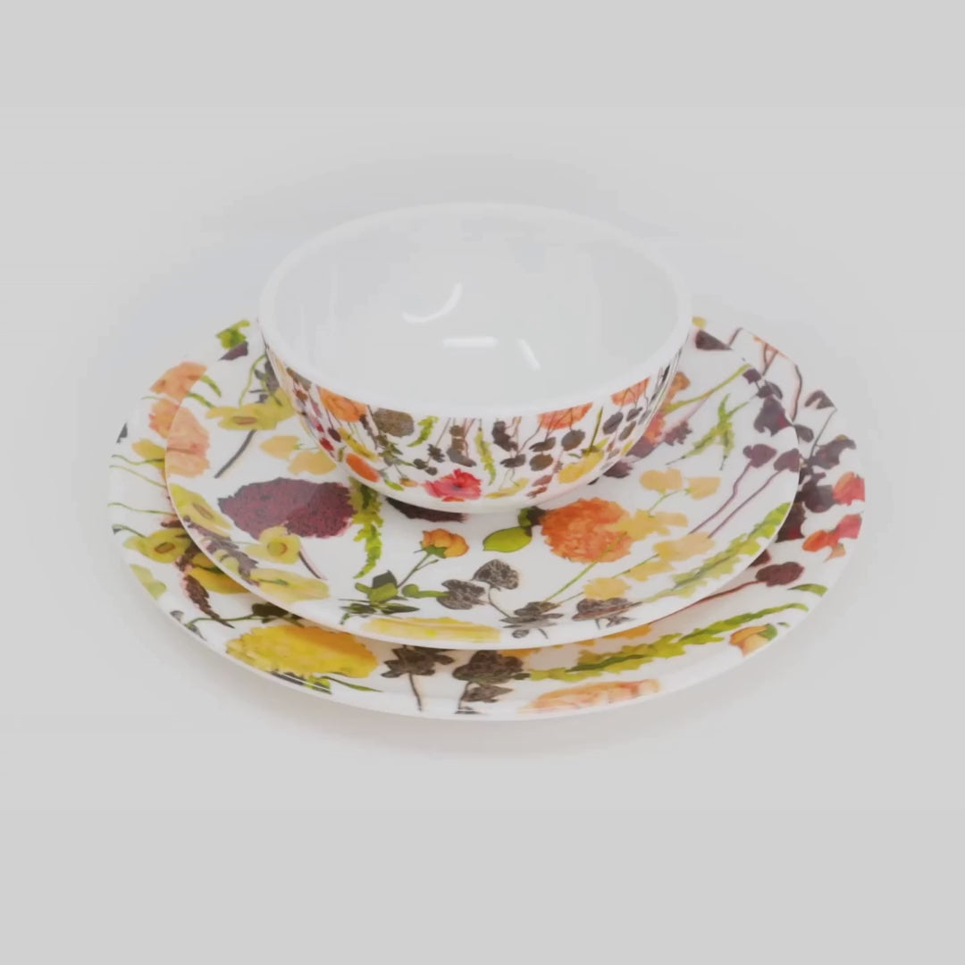 Auburn Bouquet Melamine Hostess Set, 20-Piece (Service for 4)