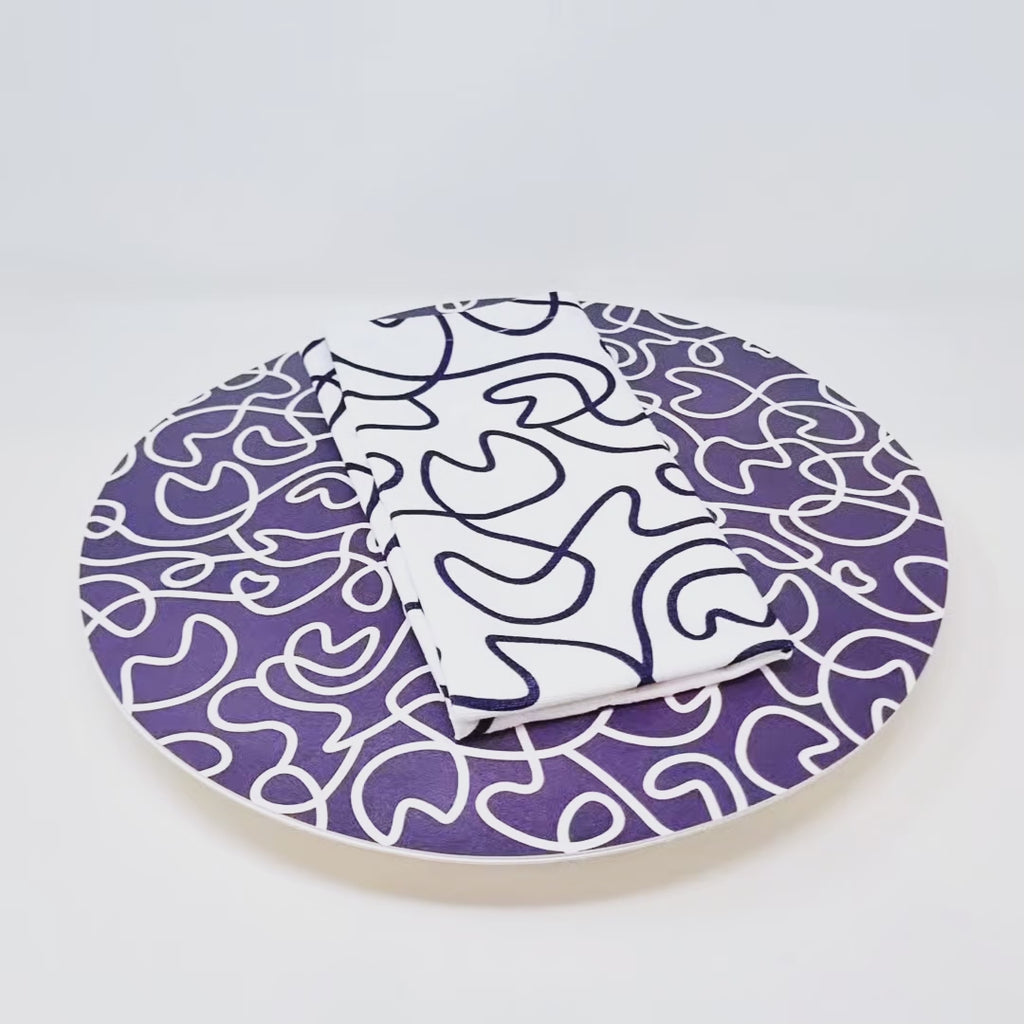 Navy Squiggly Melamine Hostess Set, 20-Piece (Service for 4)