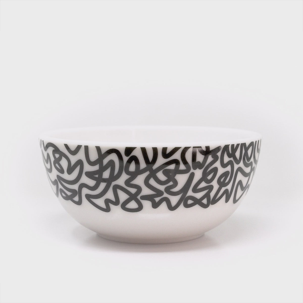 Black & White Squiggly Melamine Bowls, Set of 4