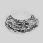 Grayscale Floral Garden Melamine Hostess Set, 20-Piece (Service for 4)