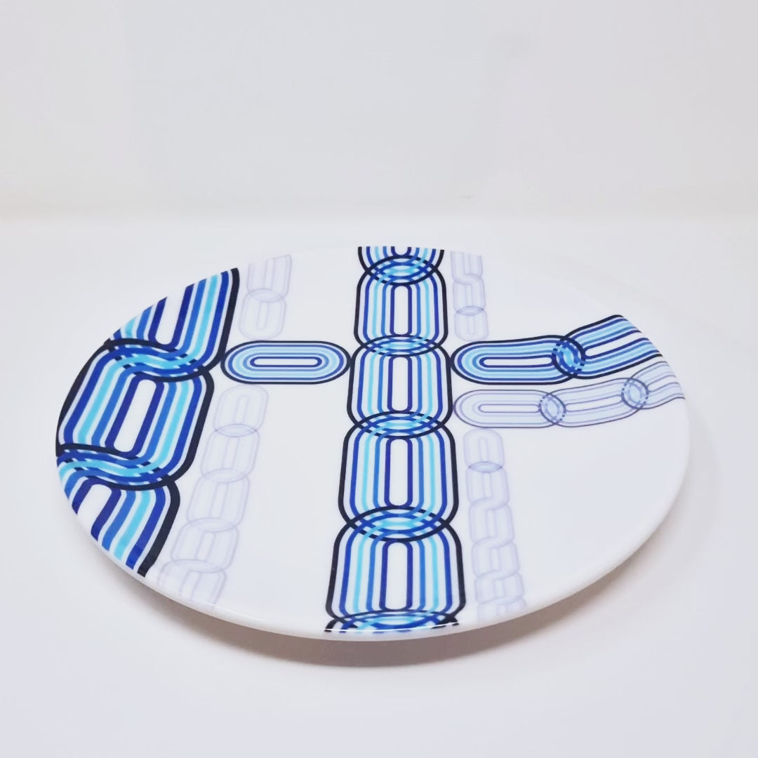 Blue Link Starburst Melamine Salad Plates, Set of 4