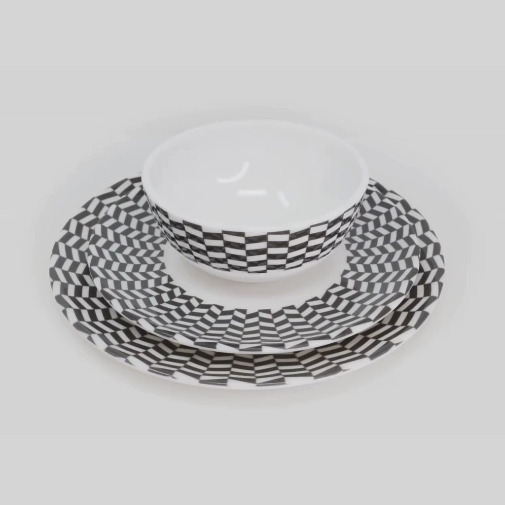 Black & White Chevron Melamine Hostess Set, 20-Piece (Service for 4)