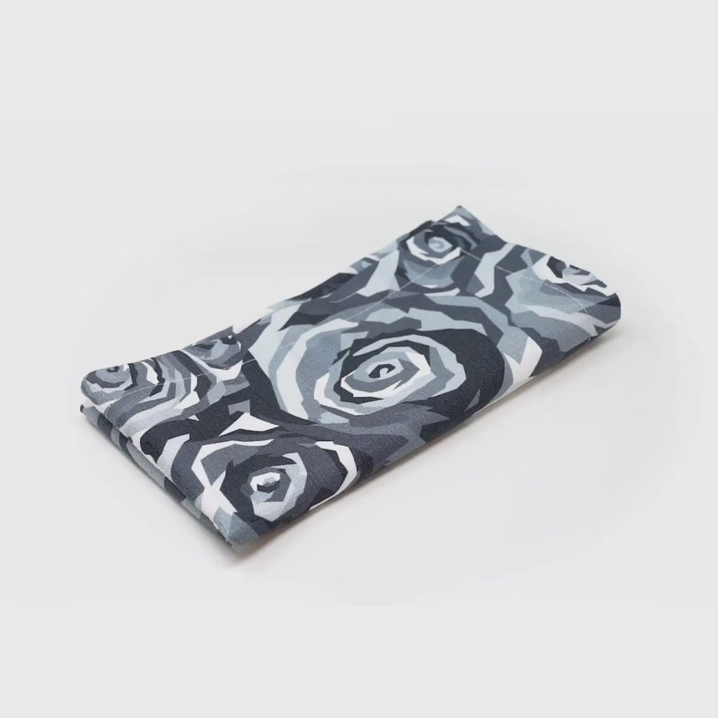 Grayscale Roses Faux Linen Napkins, Set of 4