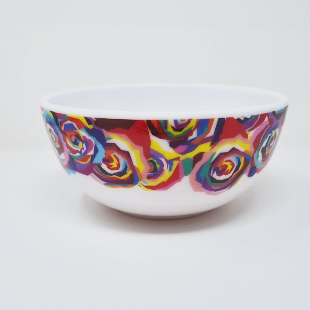 Multicolor Roses Melamine Bowls, Set of 4