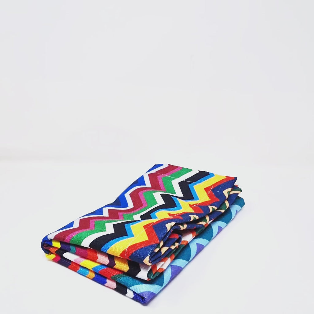 Multicolor Zigzag Faux Linen Napkins, Set of 4