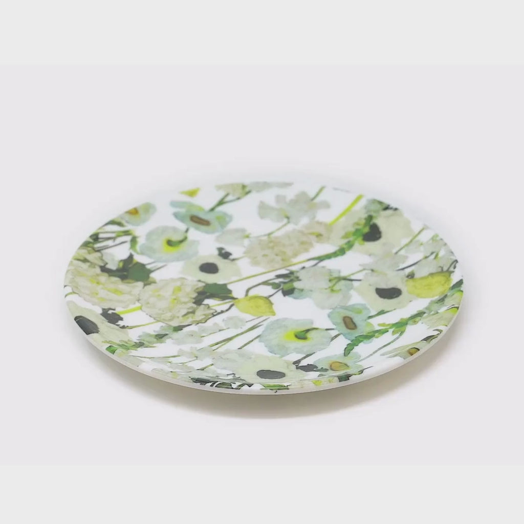 Cream Floral Garden Melamine Salad Plates, Set of 4