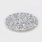 Black & White Squiggly Melamine Dinner Plates, Set of 4