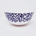 Navy Squiggly Melamine Bowls, Set of 4