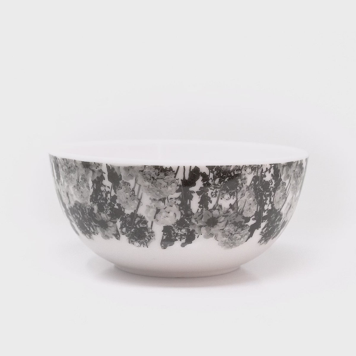 Grayscale Floral Garden Melamine Bowls, Set of 4