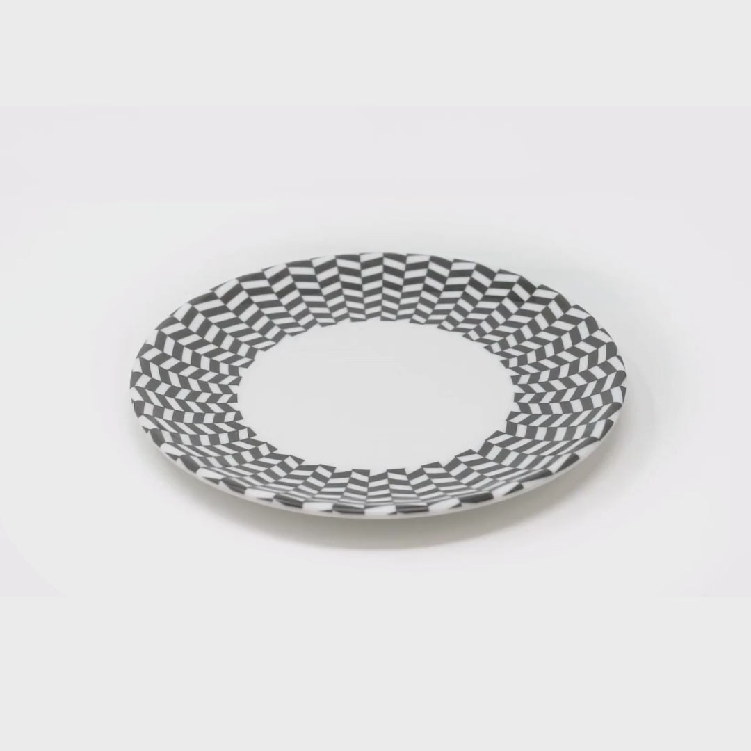 Black & White Chevron Melamine Salad Plates, Set of 4