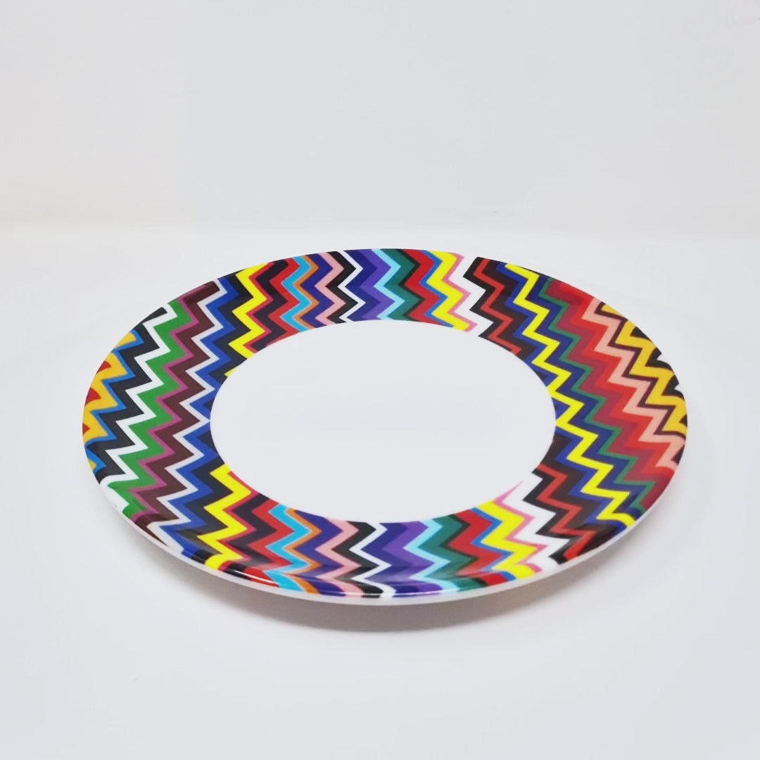 Multicolor Zigzag Melamine Salad Plates, Set of 4
