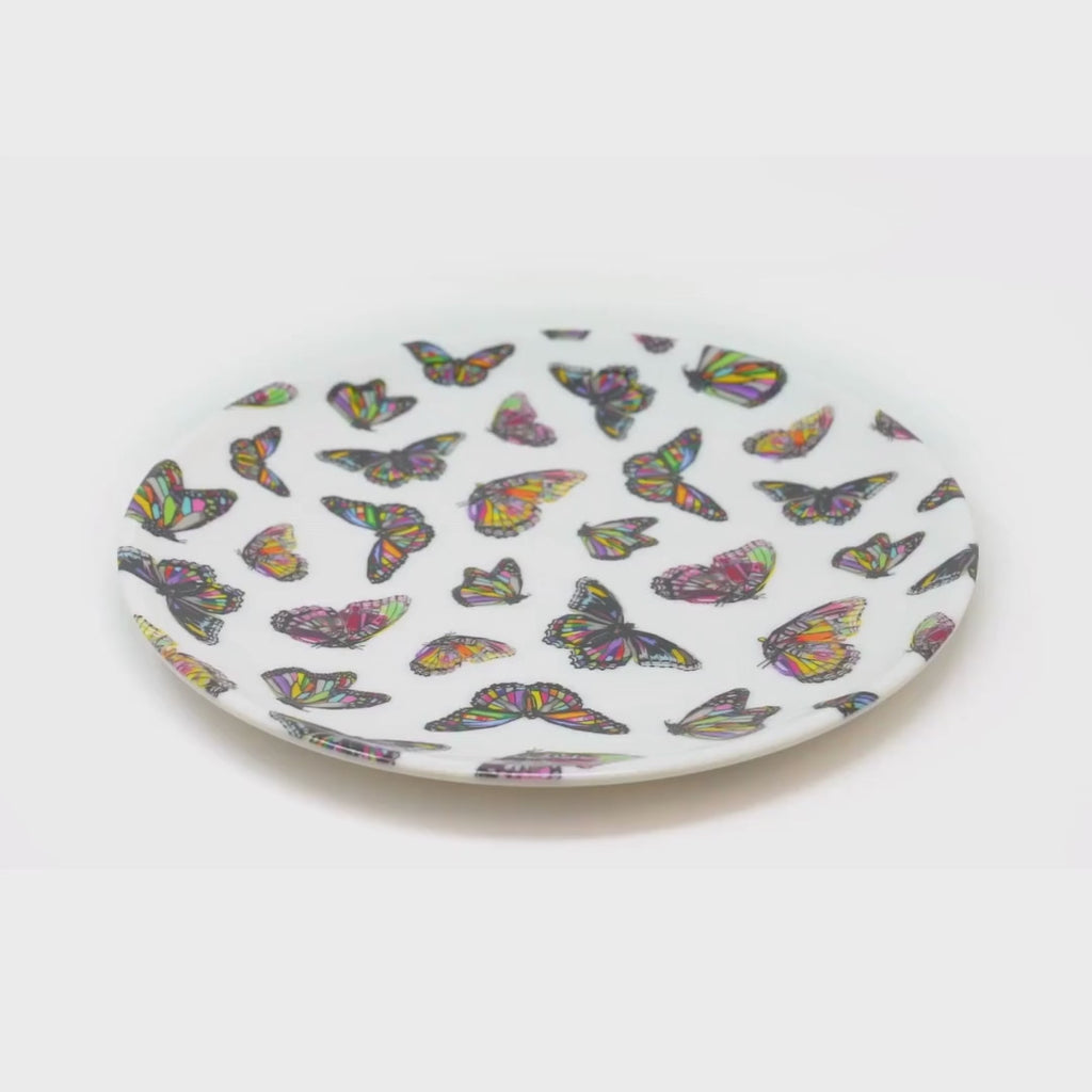 Butterflies Melamine Dinner Plates, Set of 4