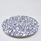Navy Squiggly Melamine Dinner Plates, Set of 4