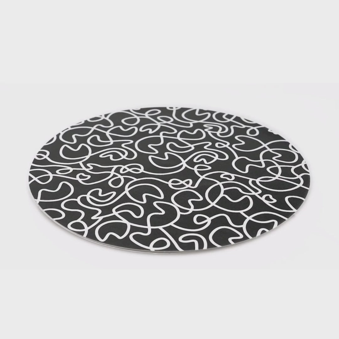 Black & White Squiggly Vinyl Placemats, Set of 4