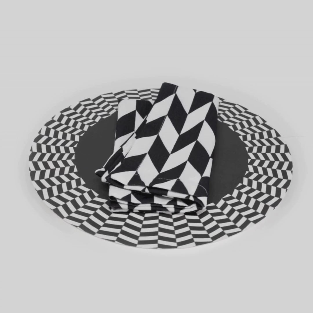 Black & White Chevron Melamine Hostess Set, 20-Piece (Service for 4)