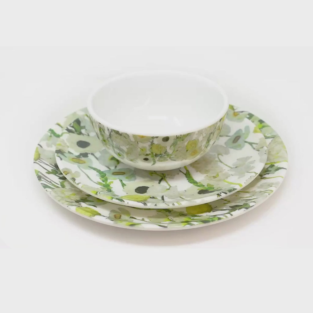 Cream Floral Garden Melamine Hostess Set, 20-Piece (Service for 4)